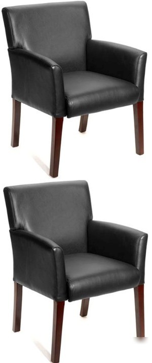 2 black caressoft mahogany box arm club guest chairs