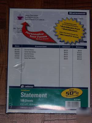 Adams blank statement paper business forms, 100 sheets