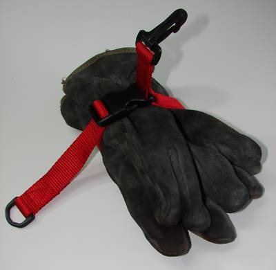 Firefighter quick release glove strap sav-a-jake red