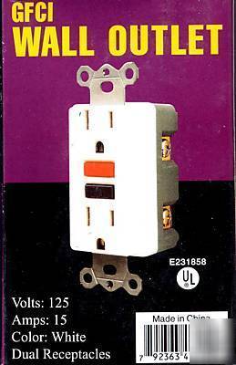 Gfci dual outlet rated 125 vac 15 amps white