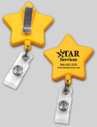 Star badge reel pull back advertising specialty lot 250