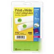 Avery-dennison removable labels round green neon |1