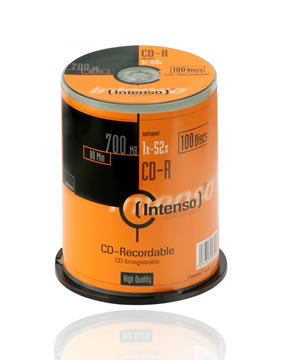 Intenso cd-R80 52X 100PK spindle 700MB recordable cds