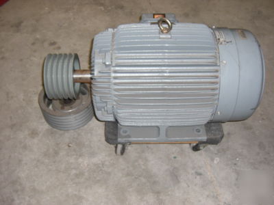 New 30 hp general electric motor, w/ pulleys