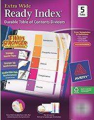 Avery ready index table of contents dividers 11161