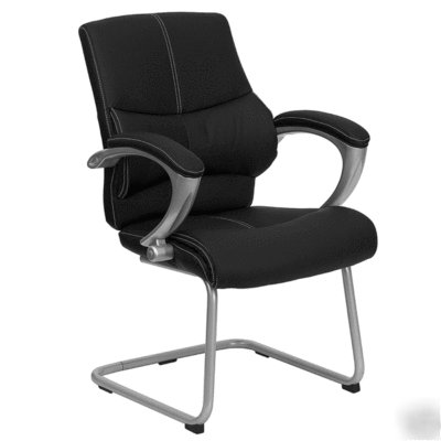 Black leather executive office side chair free shipping