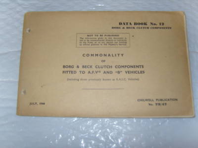 Borg and beck clutch componants parts manual 1944