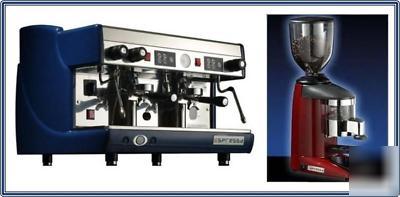 Espressa two 2 group espresso machine + 2 burr grinders