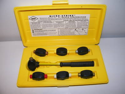 Nupla micro-strike miniature 7 head mallet set w/case