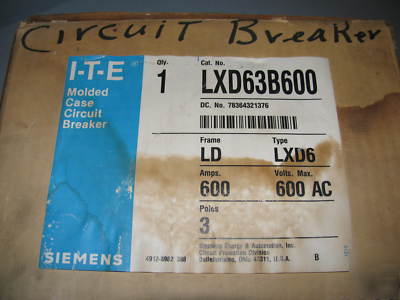 Siemens LXD63B600 circuit breaker 600 amp 3 pole