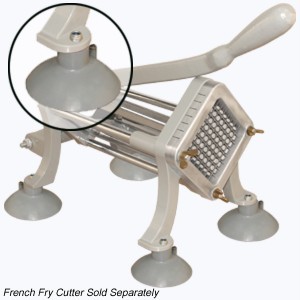Suction cup feet for restaurant french fry cutter