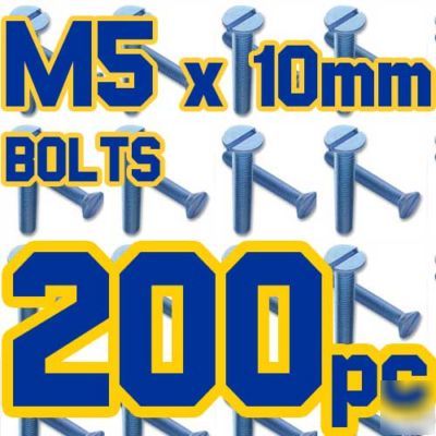 200 x M5 x 10MM screws countersunk slotted bolts xclamp