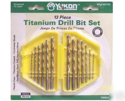 2856 titanium drill bit set 13 pc case wood, steel