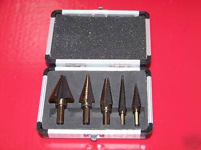 5 pc high speed steel with cobalt coated step drill bit