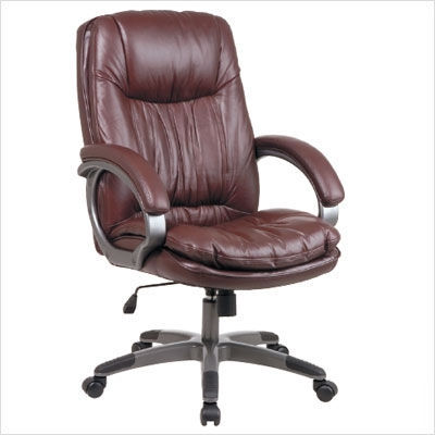 Executive leather chair padded arms cocoa/espresso