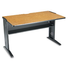 Safco computer desk with reversible mahoganymedium oak