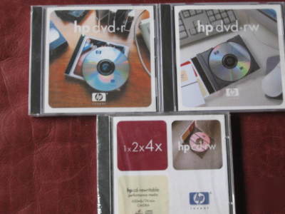 Hp blank media disc, dvd+r, dvd+rw, cd-rewritable 1X-4X