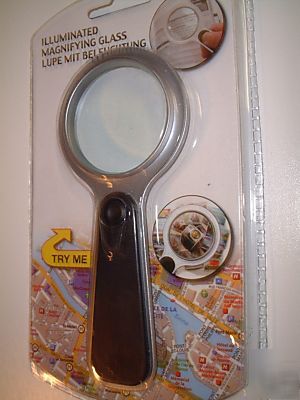 Magnifying glass with a built-in led light illuminated