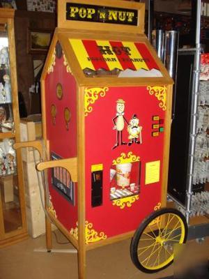 Unique popcorn popper & nut warmer vending machine cart