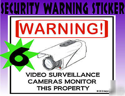 Video surveillance camera warning stickers lot of 6