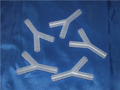 New 4MM tubing adaptors y-piece plastic pack of 2 lab 