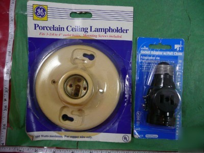 Porcelain ceiling lampholder socket adapter electrical