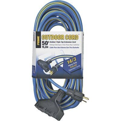 Prime w & c 50' outdoor ext cord triple tap KC606730