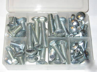 > 5 pounds assorted carriage bolts w plastic case