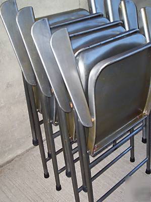 4 pc. vtg.russel wright industrial metal folding chairs