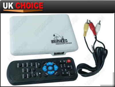 Rm/rmvb/mpg/avi harddisk sd media player box MP009 wht