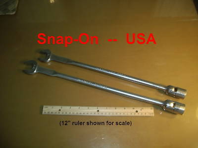 2 snap-on extra long combination flex wrenches huge .