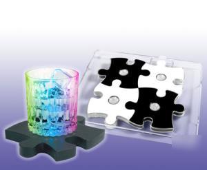 Light show coasters -puzzle pieces in acrylic-like tray