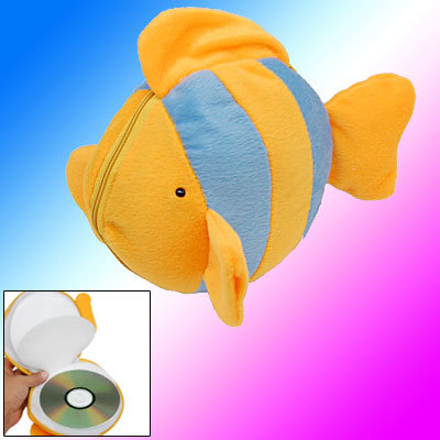 Fish shaped stuffed & plush cd storage bag holds 24 pcs