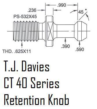 New retention knob ct-40 cnc CAT40 toolholder usa made 