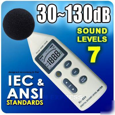 Sound noise level meter 30-130 db free case + battery