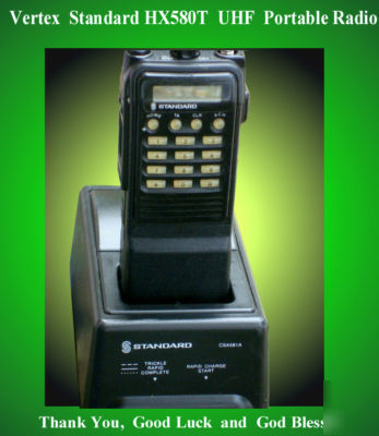 Vertex standard HX580T uhf front disp keys radio w/chgr