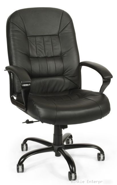 Big and tall black leather computer office desk chair