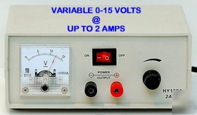 HY152A dc power supply var 0 - 15 volts @ 2 a w/ leads