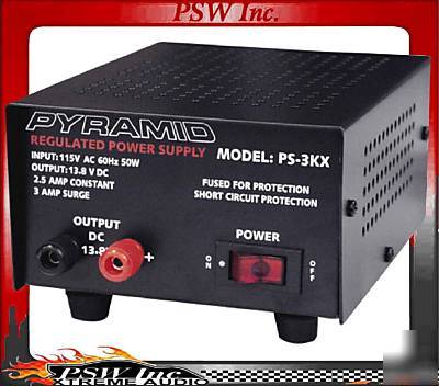 Power supply 3-amp 13.8-volt pyramid #PS3