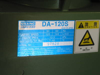 Ulvac da-120S dry diaphragm vacuum pump 