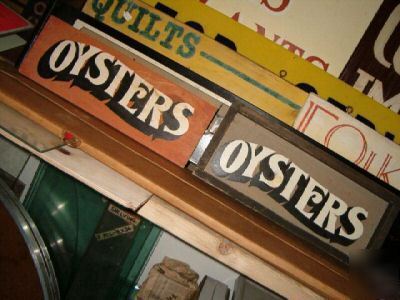 â€œoystersâ€ sign+cedar frame: 16X7, pro handmade &painted
