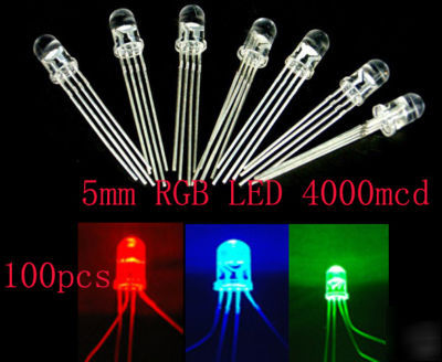 100 pcs 5MM rgb led 4000MCD common anode & free r