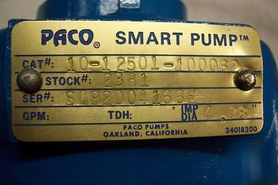 New paco centrifugal smart pump, 12501, baldor motor, 