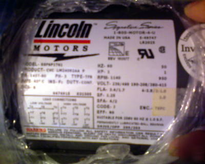 New lincoln motor 1HP SSF6P1T61 1140 rpm 3 phase