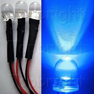 10PC 12V 10MM 40Â° 0.5W blue led 100MA@155KMCD car,rc,pc