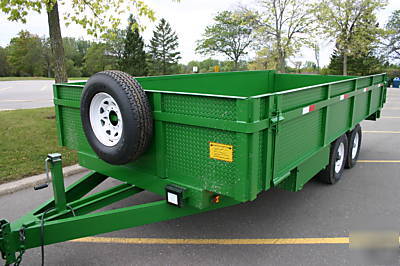 2010 8 x 18 x 2 john deere green dump trailer shipping