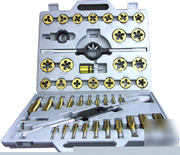 45 pc titanium tap and die set punch hand tool sae