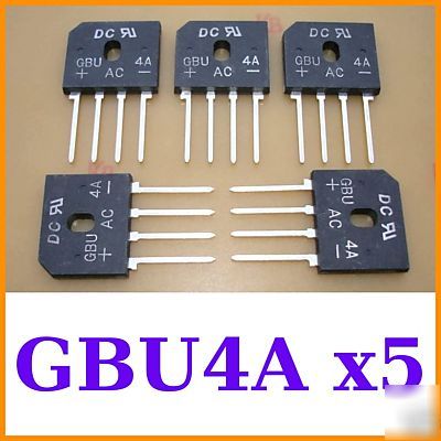 New 5X GBU4A 4A amp 50V volt bridge rectifier trusemi