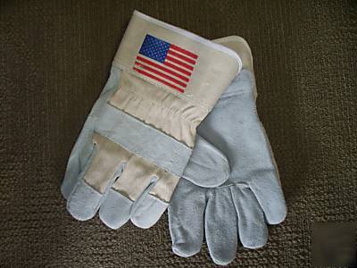 New gloves leather palm patriotic usa flag cotton back