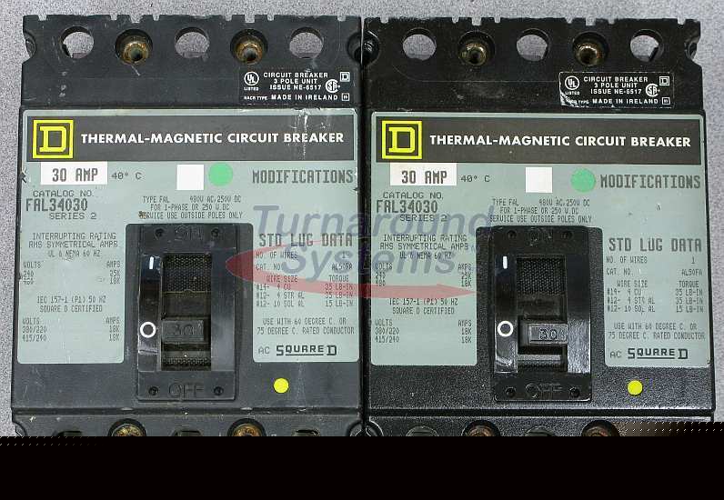 Square d FAL34030 circuit breakers, 30 amp, 480 volt